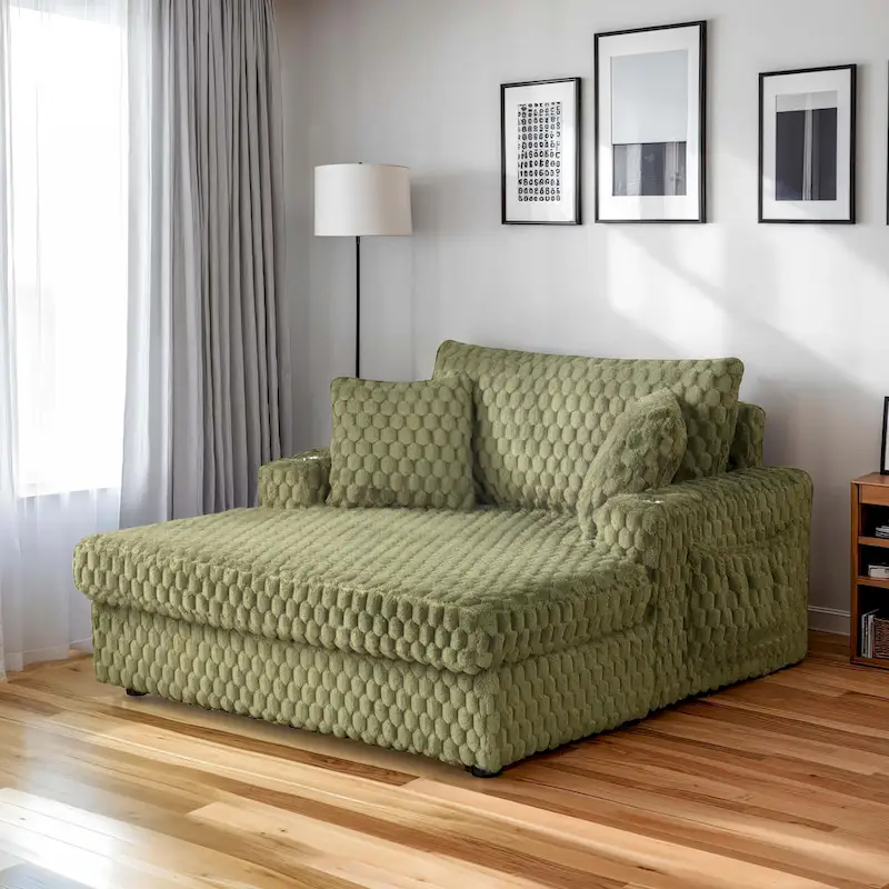 Modern Soft Upholstered 2-Arm Oversized Chaise
