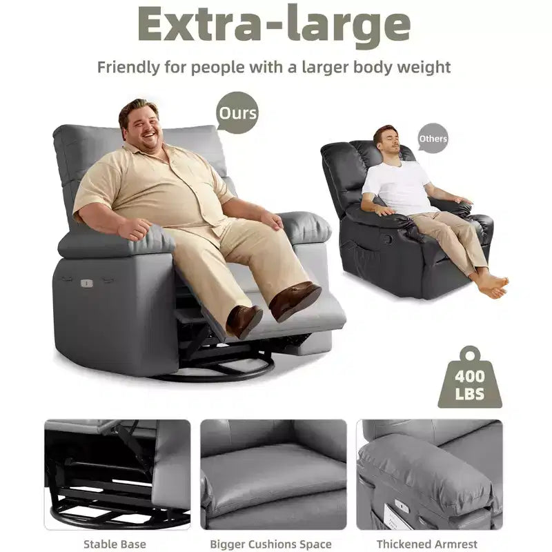 37.4 PU Leather Power Lift Recliner Chair, Adjustable Recliner, 1.5X Sponge Filling, Seat Width, Cup Holders, Ergonomic Single Sofa