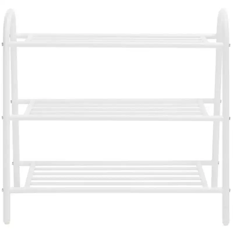 3-Shelf Metal Wire Mesh Shoe Rack - White