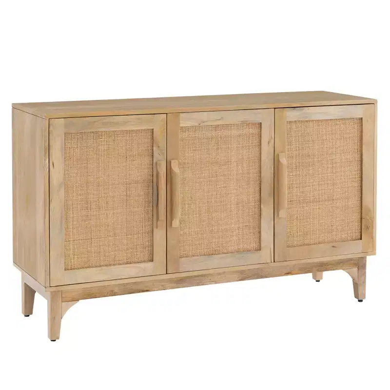 Powell 3 Doors Gordon Cane Cabinet Natural