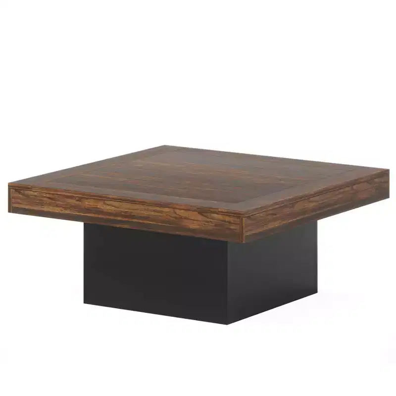 Lantine Farmhouse Square LED Table, Engineered Wood Coffee Table