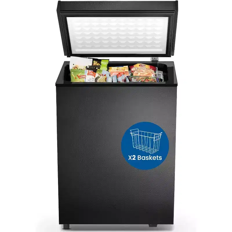 ZAFRO Chest Freezer 2.8 Cubic Feet Compact Freezer with 2 Removable Baskets, Free Standing Top open Door Deep Freezer