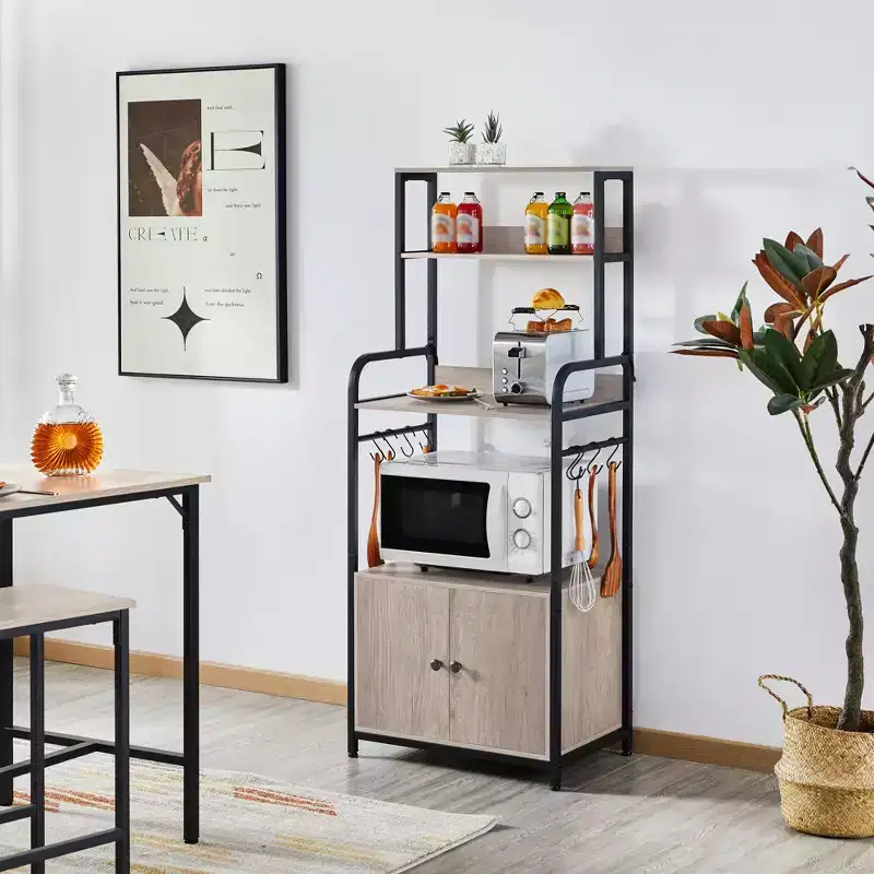 59 Kitchen Storage Rack with Cabinet and Shelves
