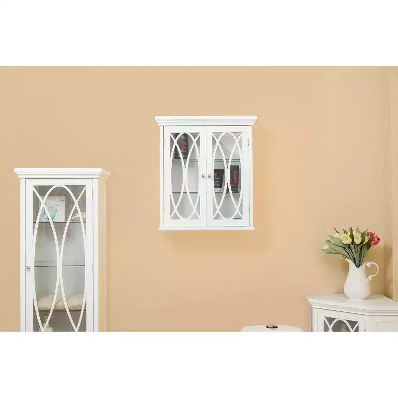 Florence 2 Door Wooden Removable Wall Cabinet with Adjustable Shelves, White