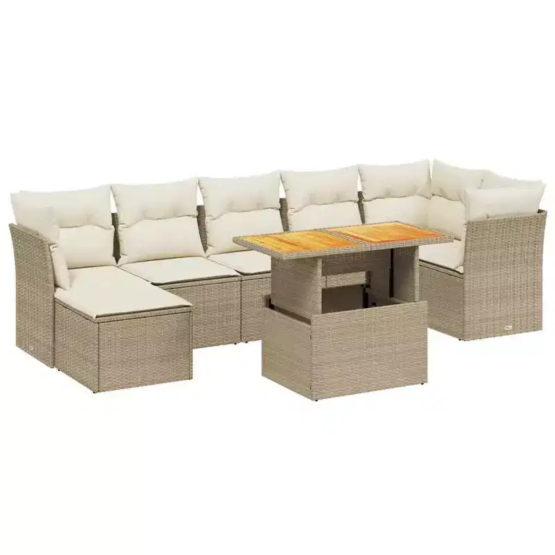 vidaXL Garden Sofa Set Black PE Rattan Large Adjustable Feet