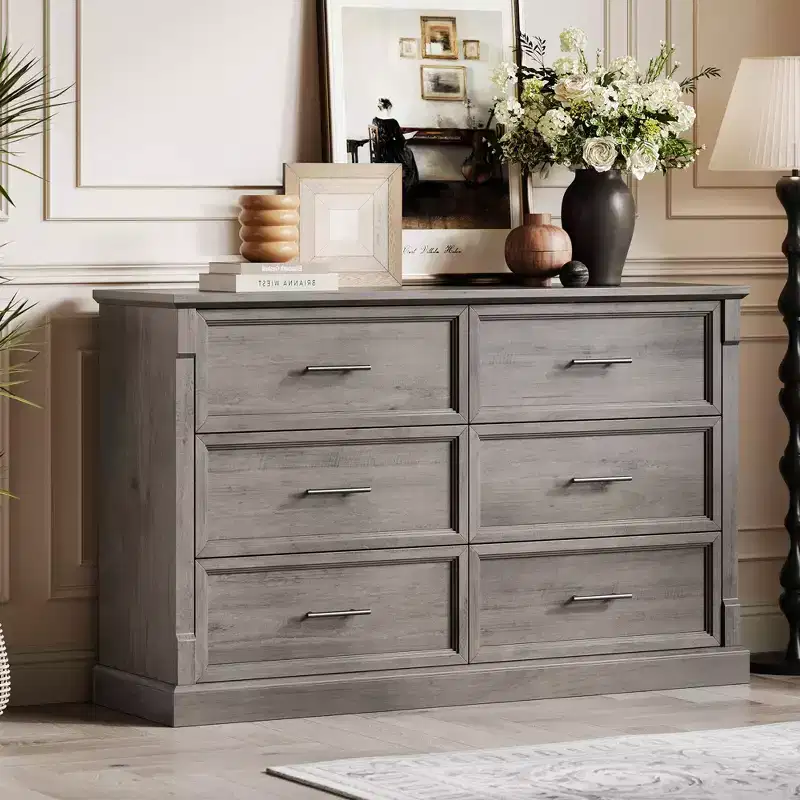 Brown Rustic 6-Drawer Dresser, 47.2