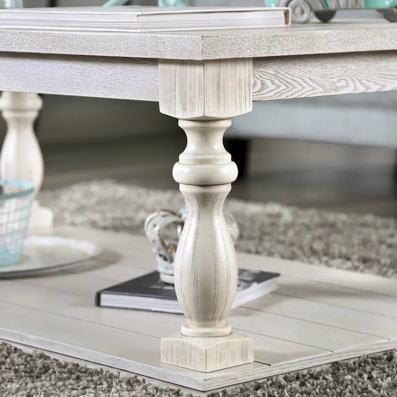 Tost Rustic White 52-inch Wood 1-Shelf Coffee Table by Furniture of America