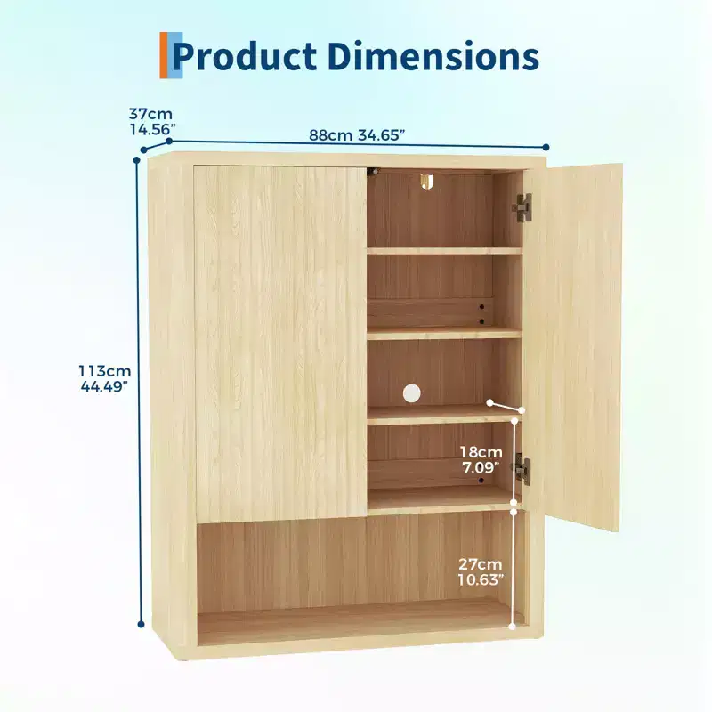 44.5 Tall 5-Tier Fluted Shoe Cabinet with Doors, Modern Shoe Storage Unit with Adjustable Shelves Freestanding for Entryway Hallway