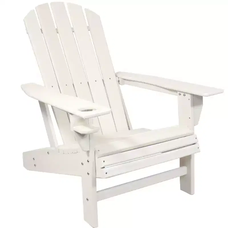 Sunnydaze Outdoor Lake Style Adirondack Chair with Cup Holder