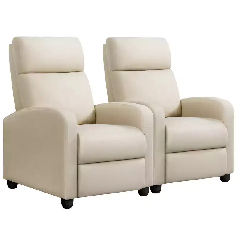 Yaheetech Set of 2 Modern Fabric Recliner Sofa Chair for Living Room, Bedroom