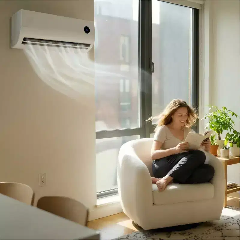 9,000 BTU 19 SEER2 Ductless Mini Split Air Conditioner and Heater with Inverter, 115V, 450 Sq. Ft.