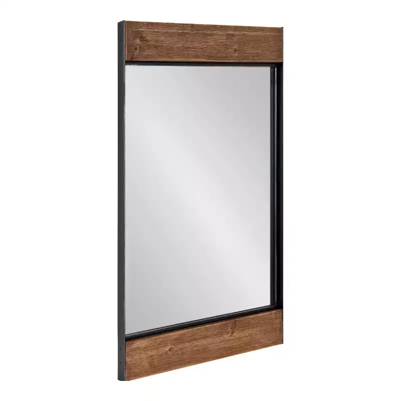 Kate & Laurel All Things Decor 20" x 36" Rectangle Kincaid Wall Mirror Rustic Brown : Farmhouse Style, No Assembly Required