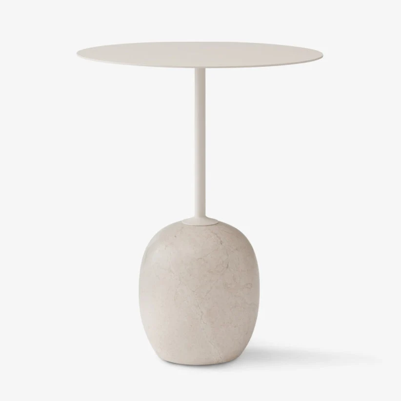 Minimalist Marble & Steel Side Table with Oval Sculptural Silhouette for Living Rooms