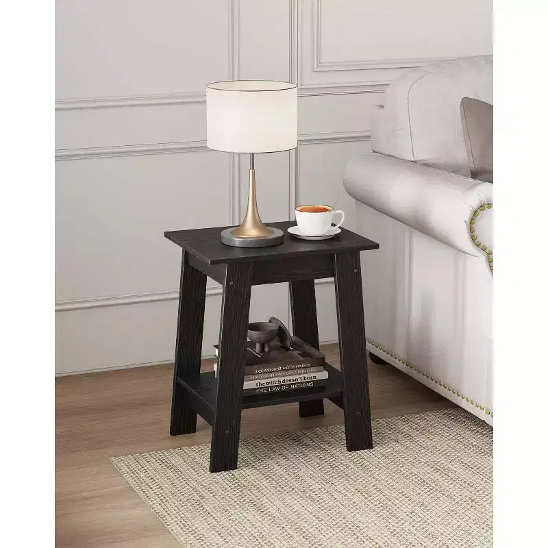 2-Tier Side Table with Shelf, End Table for Living Room, Bedroom or Entryway, Farmhouse Style Nightstand with Easy Assembly