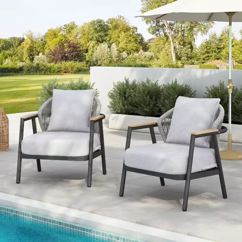 Christopher Knight Home Ove Outdoor Rope Weave Metal Club Chair with Cushion