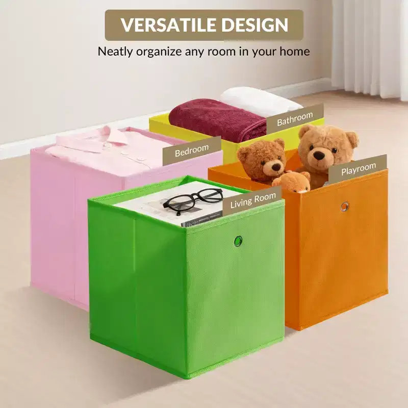 Storage Bins, Cube Storage 10.2 Collapsible Fabric Storage Boxes with Handles for Closet Shelf Kids Room Living Room Bedroom