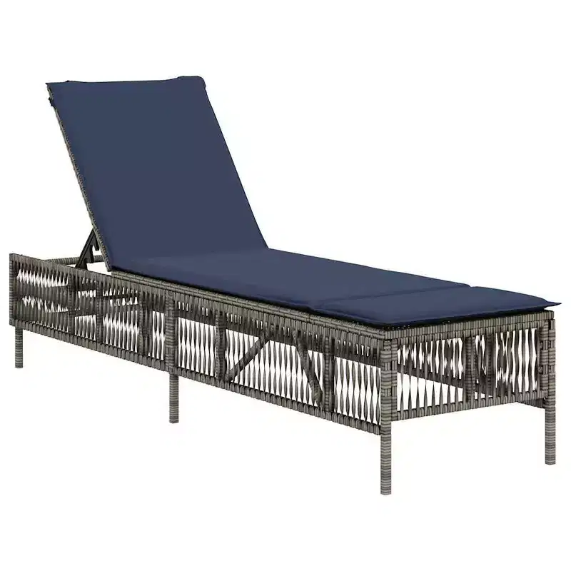 vidaXL Patio Sun Lounger PE rattan Large Multi-Position Backrest