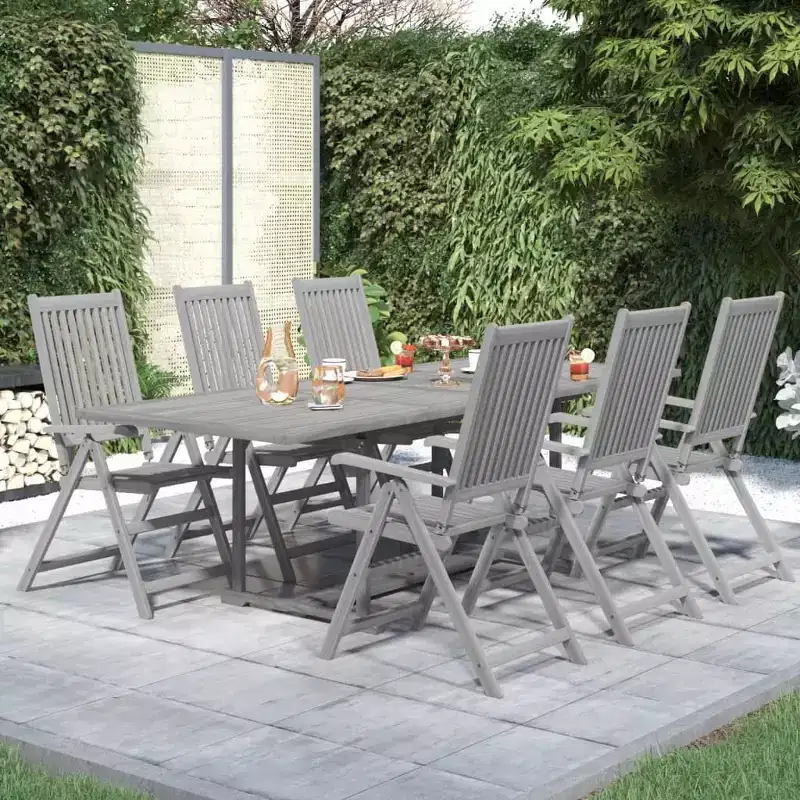 vidaXL Solid Wood Acacia Patio Dining Set 7 Piece Garden Seat Oval/Rectangular