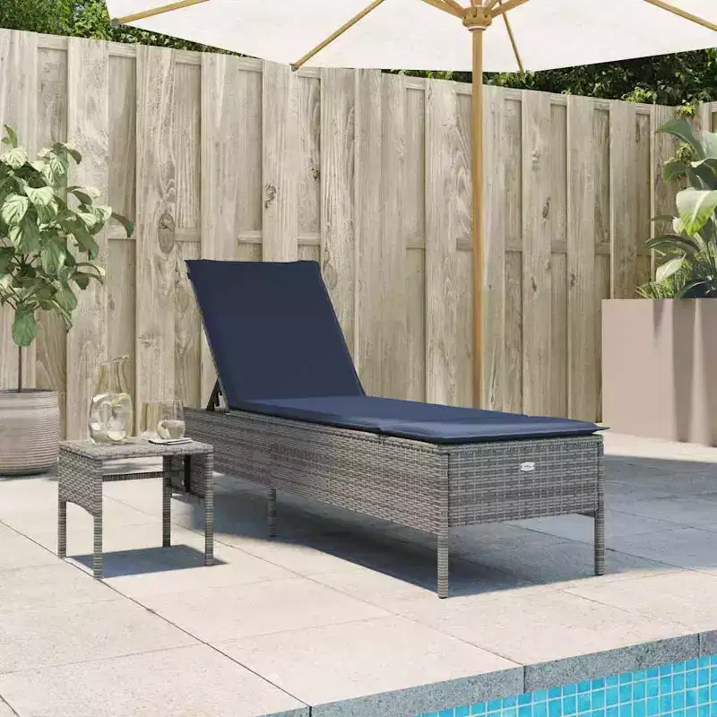 vidaXL Patio Sun Lounger PE rattan Single Multi-Position Backrest
