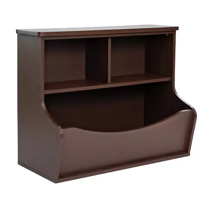 PJ Wood Multi-Functional Bookcase, Store or Display Books of Different Sizes, Wooden Floor Standing Shelf Organizer for Home or Office, Espresso