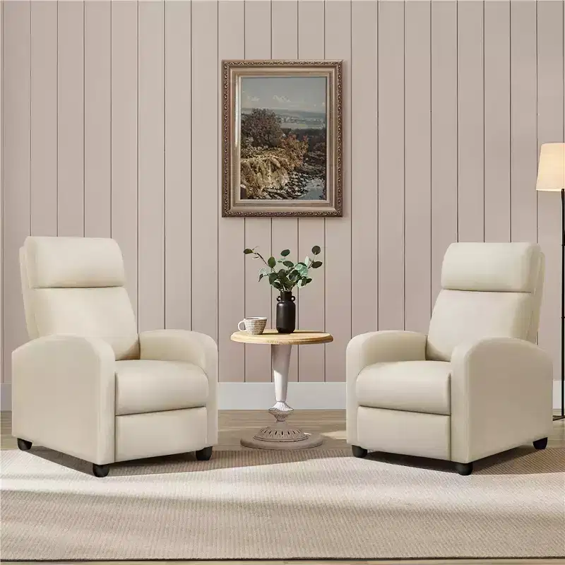 Yaheetech Set of 2 Modern Fabric Recliner Sofa Chair for Living Room, Bedroom