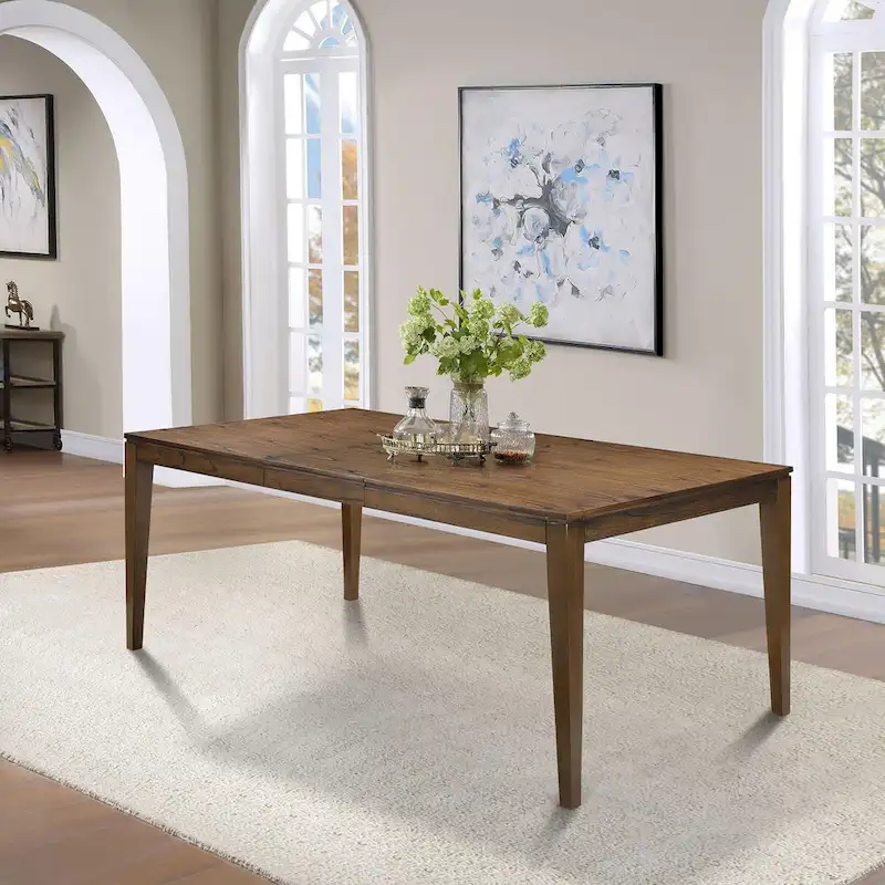 *Limited* Zarbel 6-8 People Rectangle Dining Table Modern Farmhouse Solid Wood Expandable Leaf Table Kitchen Dining room