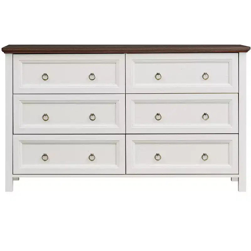 Modern Wooden Dresser with Drawers and Metal Round Knobs