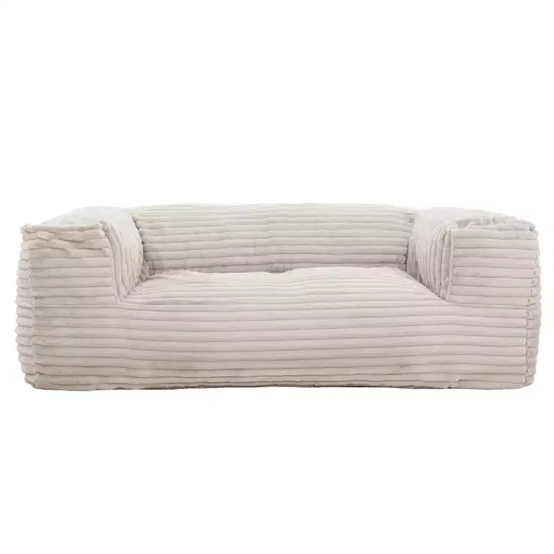 HomeStock Redd Taupe Corduroy Foam Bean Bag Sofa