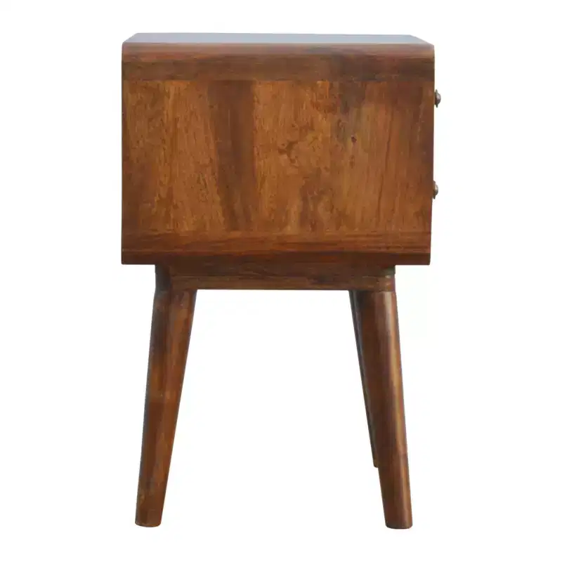 Modern Mango Wood Curved Nightstand with 2 Drawers
