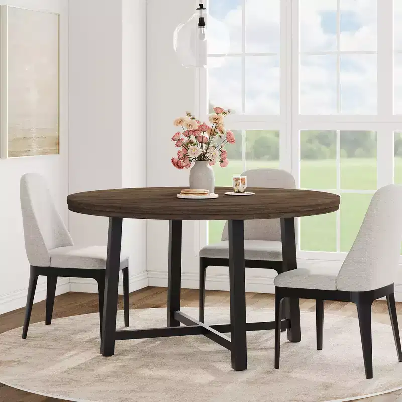 Mdf, Iron J2 Industrial Style Metal Round Dining Table
