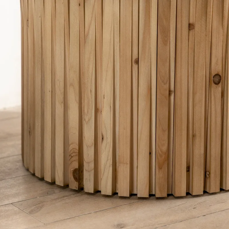 Retro Fashion Style Cylindrical Coffee Table with Vertical Texture Relief Design