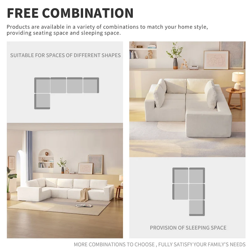 Modular Sectional Sofa, L Shaped Sectional Couch, Cloud Couch Set