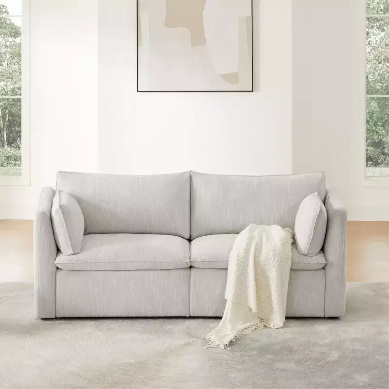 Spruce & Spring Grey 2-Piece Modular Sectional Couch for Living Room