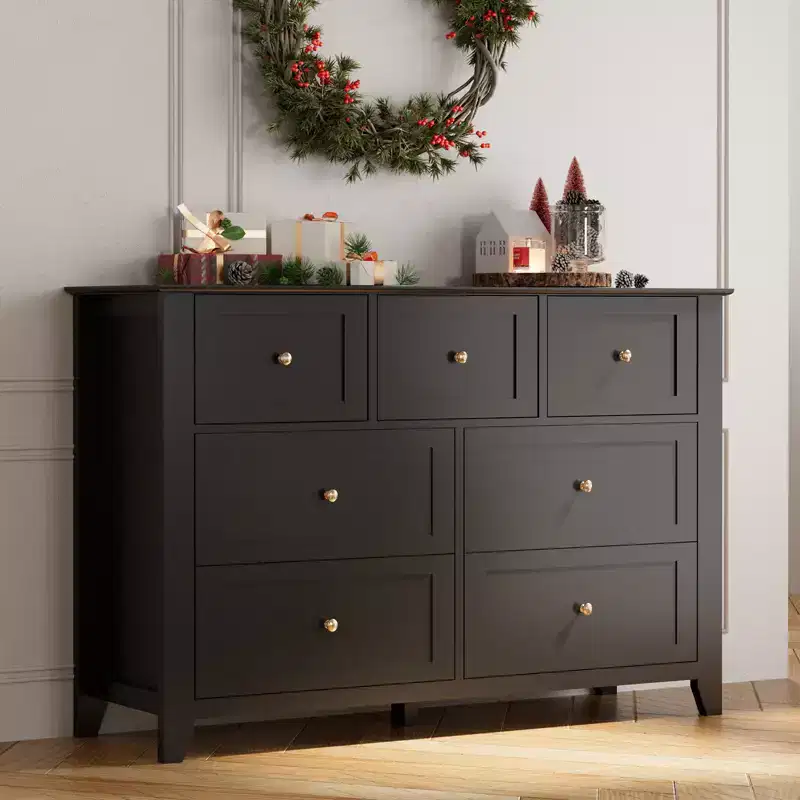 54-Inch 7-Drawer Handleless Dresser for Bedroom with Large Storage, Chest of Drawers and TV Stand for Living Room