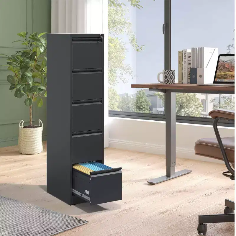 5 Drawer Vertical File Cabinet with Lock, Metal Locking Filing Cabinet for Home Office, File Storage Cabinet for A4/Letter/Legal Size File