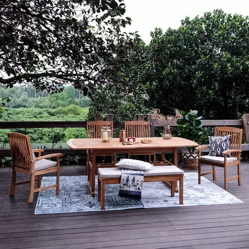 Sonoma Lane Amherst 6pc Teak Outdoor Dining Set with Cushions