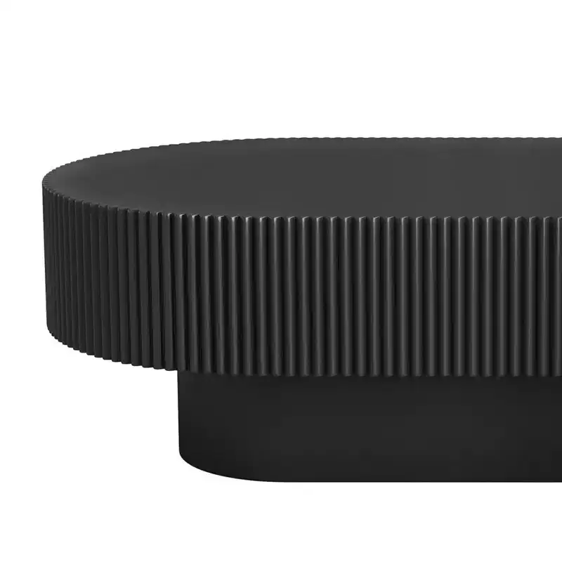 Oval Coffee Table with Fluted Base for Living Room
