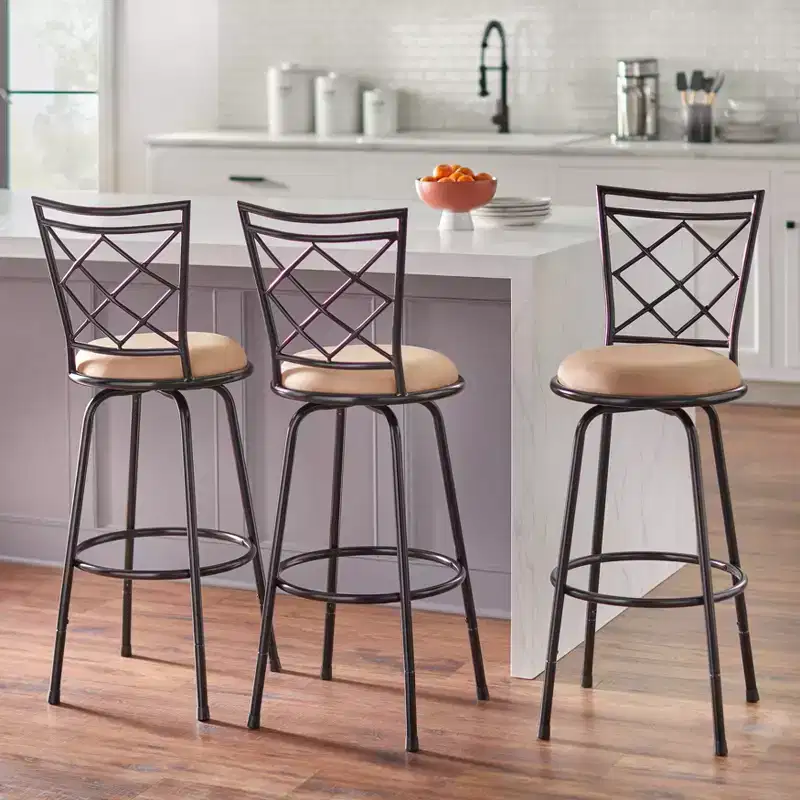 Buylateral Set of 3 Avery Adjustable Height Metal Barstools