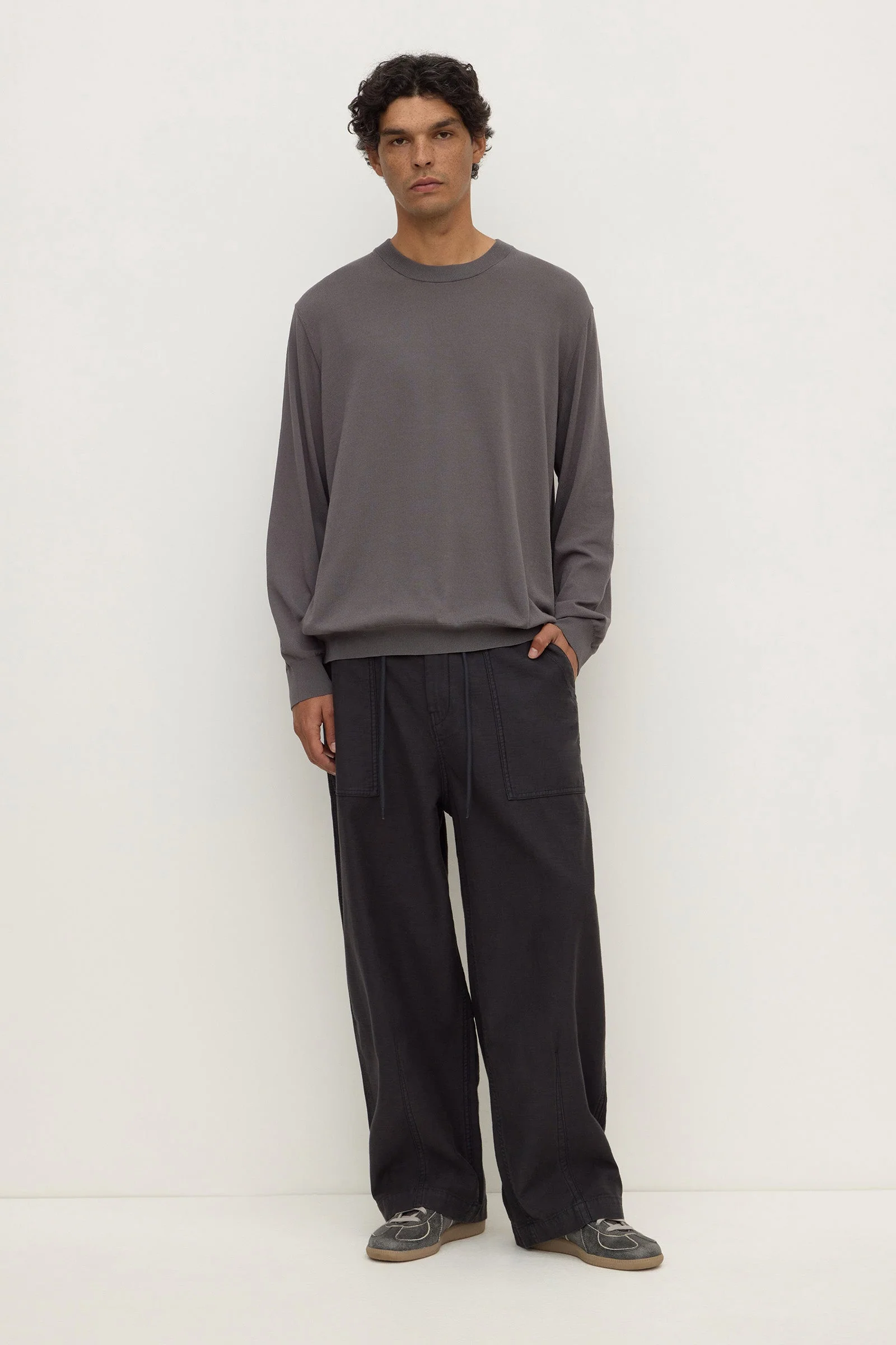 Cotton Blend Knit Crew