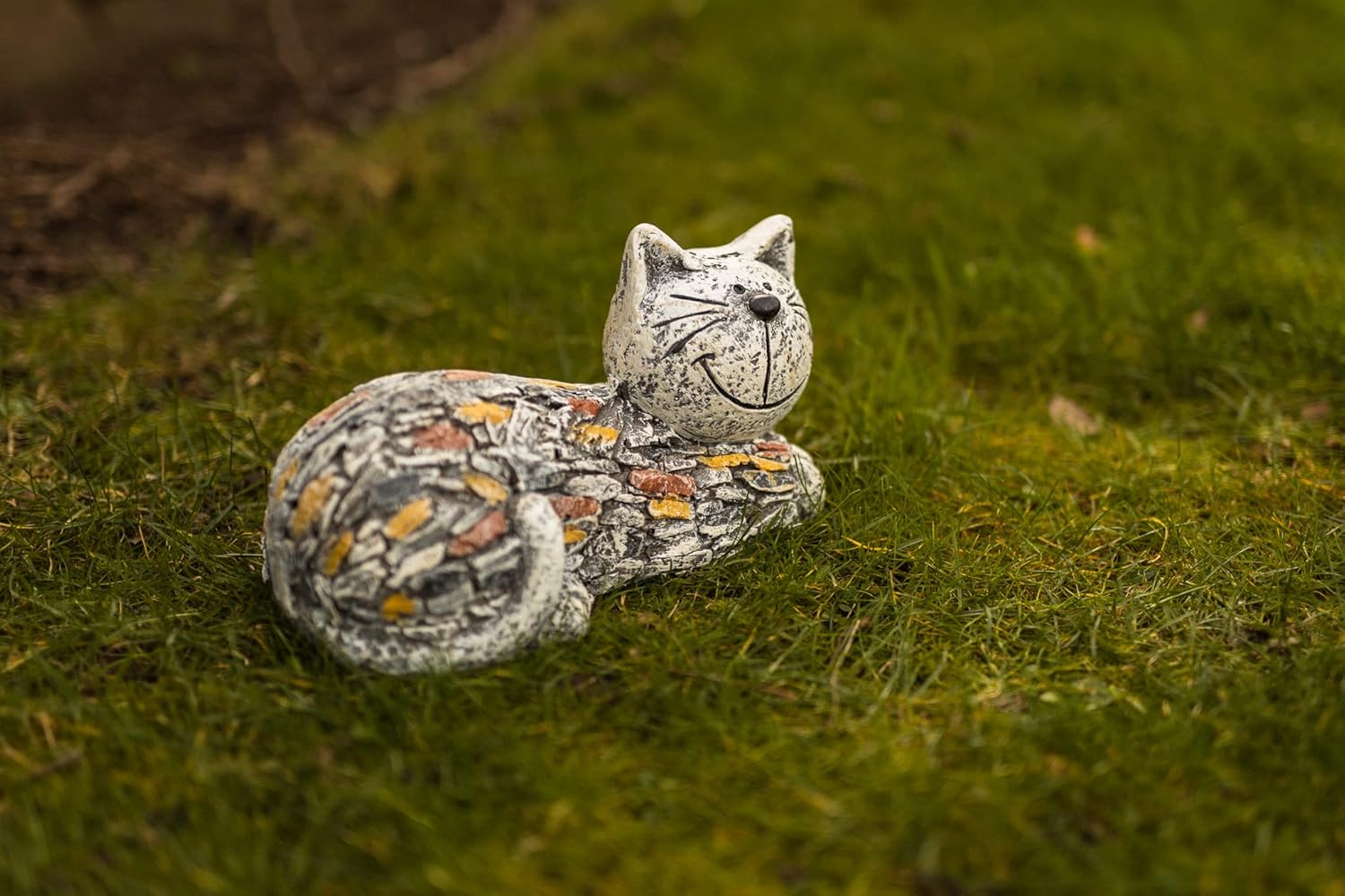 Stone Effect Cat Garden Statue Weatherproof Resin Ornament 29cm