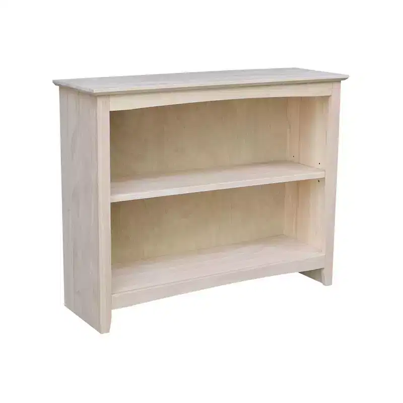 30"x38" Shaker Bookcase Unfinished - International Concepts: Solid Parawood, 2 Fixed Shelves