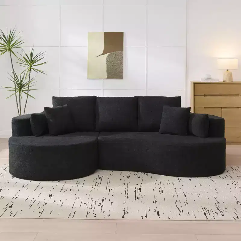 Christopher Knight Home Camilla Modern 106'' 3-Seater Upholstered Curved Sectional Sofa with 7 Pillows