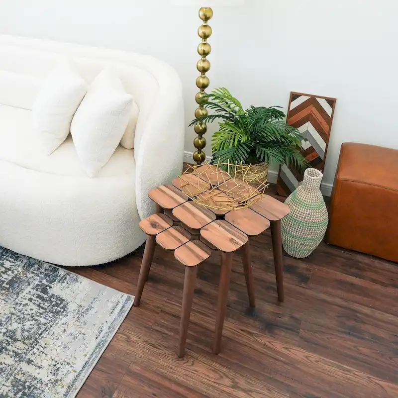 Porto Mid-Century Nesting Tables in Walnut (Set of 3)