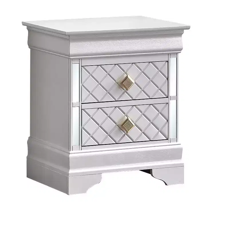 Passion Furniture Veron Pearl White 2-Drawer 21 in. W NIghtstand