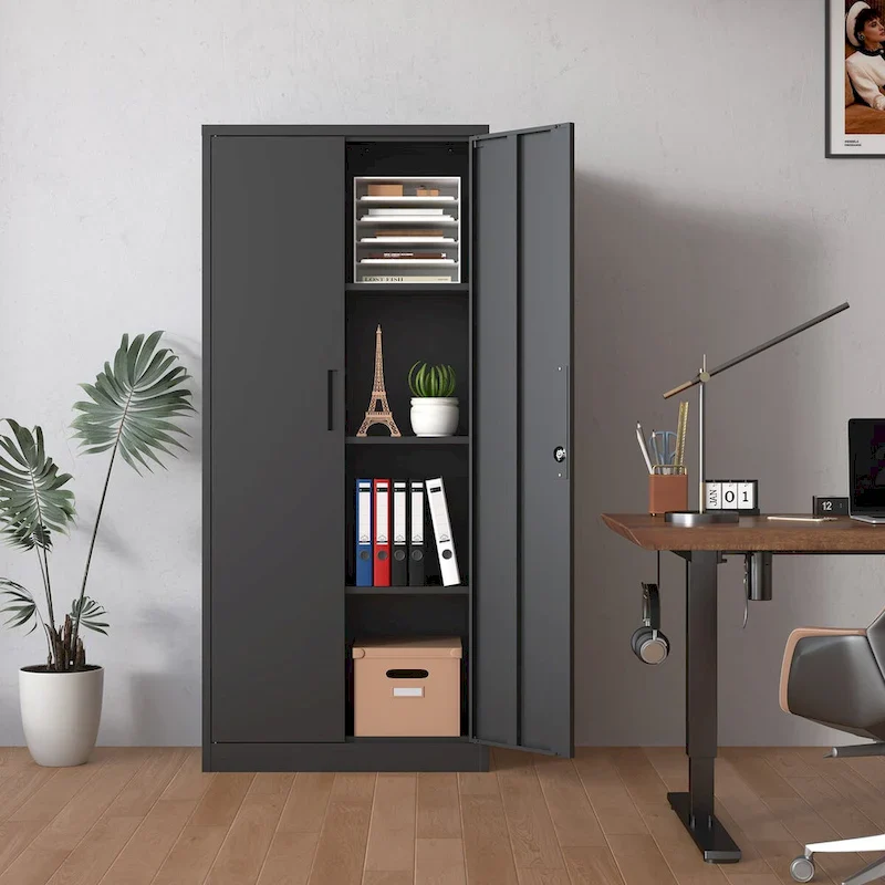 Metal Garage Storage Cabinet with Locking Doors and 3 Adjustable Shelves