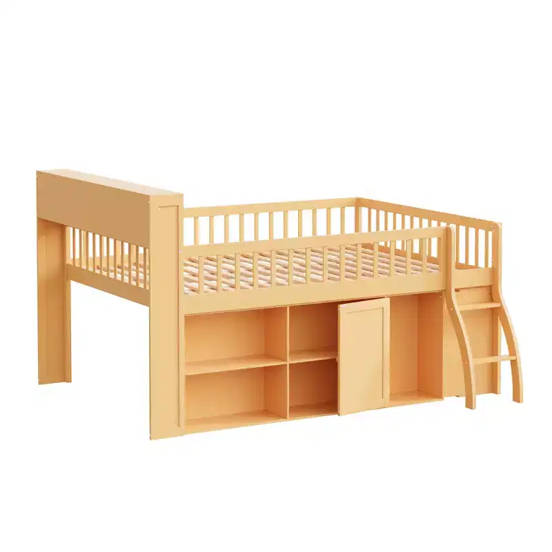 Modern Loft Bed with Soft LED Headboard Lighting & Ample Storage