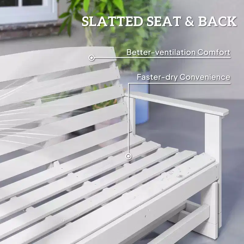 Patio Glider Bench w/ HDPE Slatted Double Rocking Chair