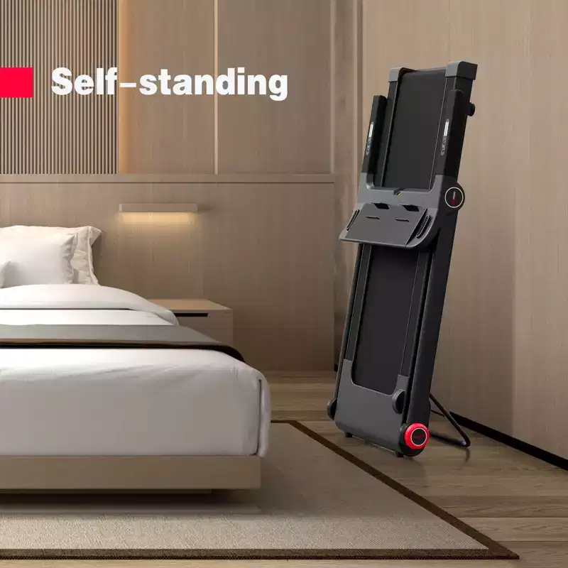 Gymax Folding Treadmill Electric Walking Running Machine with 3.75HP Powerful Motor Electric Under Desk Treadmill with Bluetooth Speaker LCD Monitor