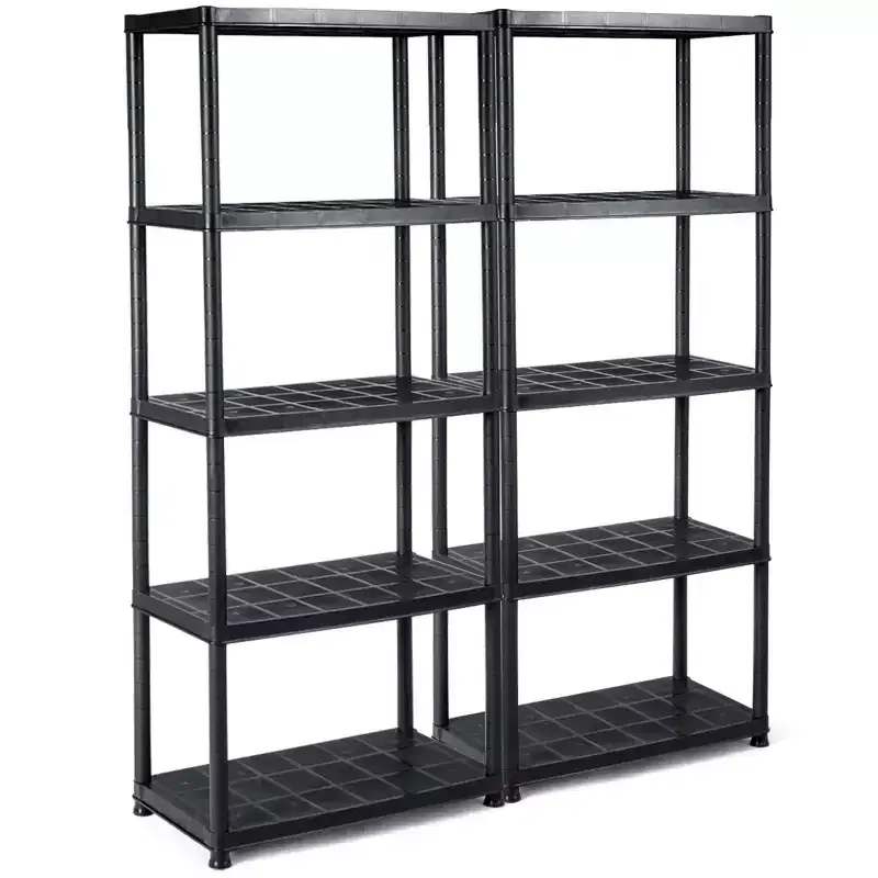 Costway 2 PCS 5-Tier 19lbs Ventilated Shelving Rack Free Standing Multi-Use Shelf Unit