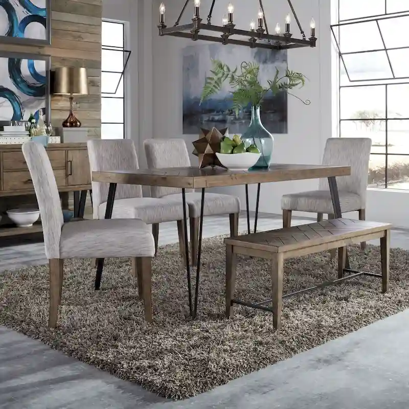 Rubberwood & Pine Herringbone Rectangular Dining Table 60